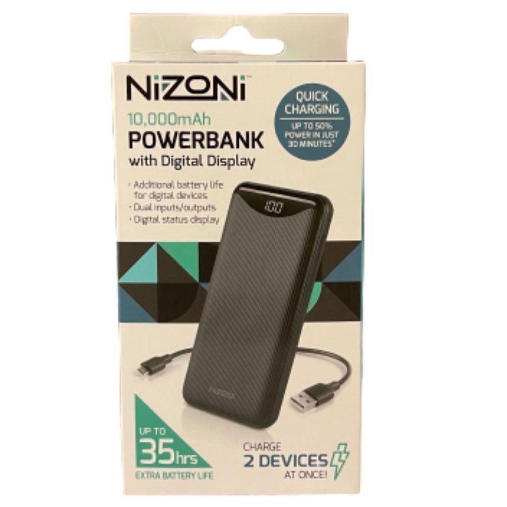 🆕Nizoni 10,000mAh Powerbank (battery pack) with Digital Display (NWOT)